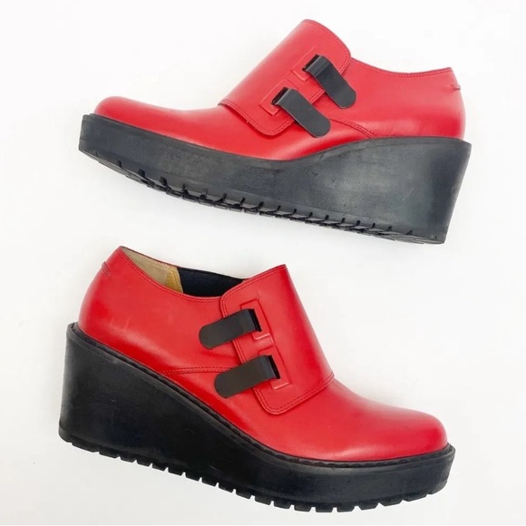 3.1 Phillip Lim Red shoes .Wallace monk strap wedge creepers. Size 8’5 - Picture 1 of 9
